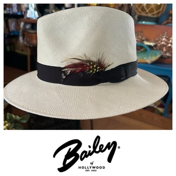 Vintage Cream Fedora Hat with Black Band & Feather Accent